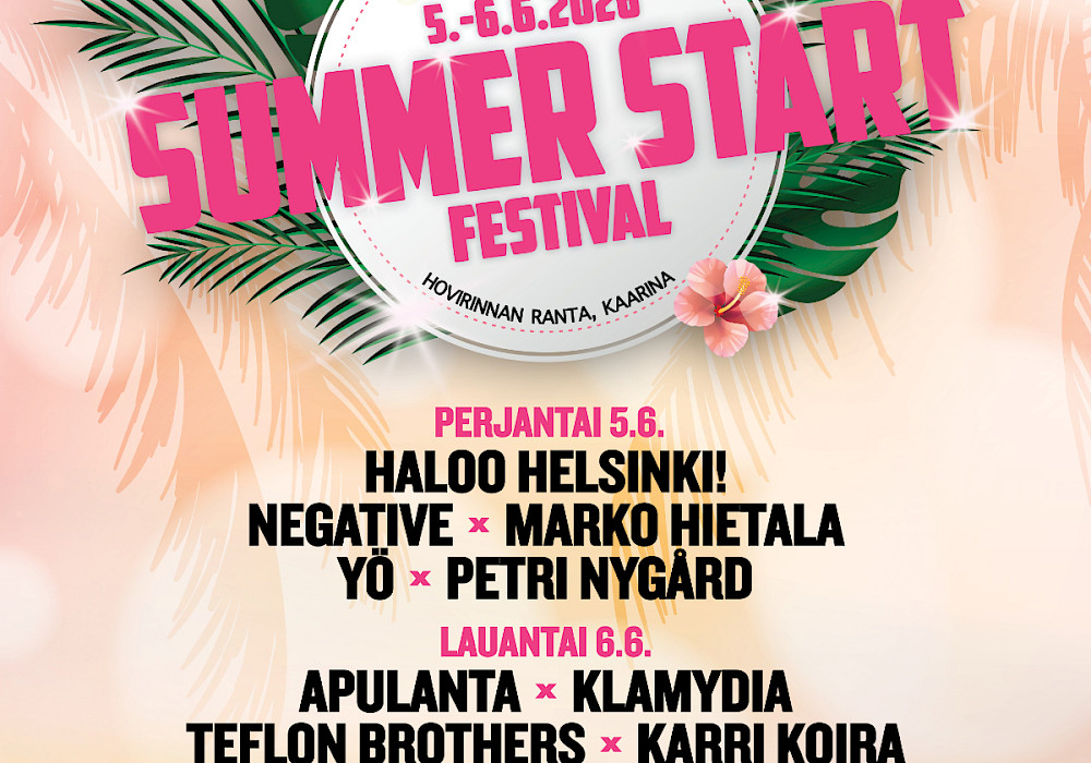 Uusi suurfestivaali Summer Start Festival järjestetään Kaarinassa kesäkuussa 2026 - kaikki esiintyjät julkaistu!